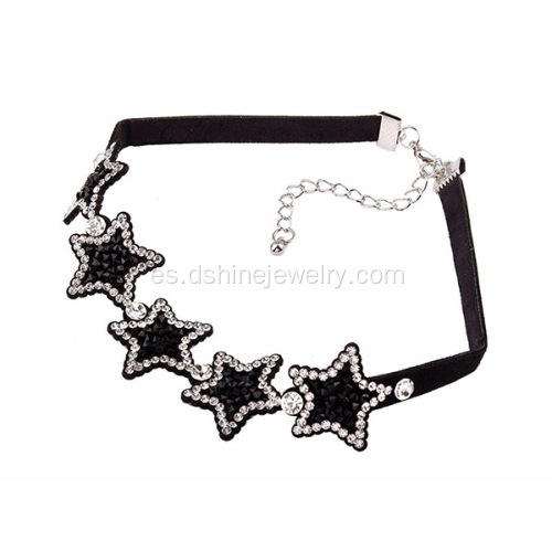 Joyería del collar de cristal estrella terciopelo gargantilla piedra Pentáculos